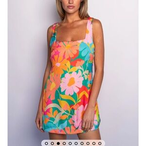 Skatie icon mini satin dress flamingo